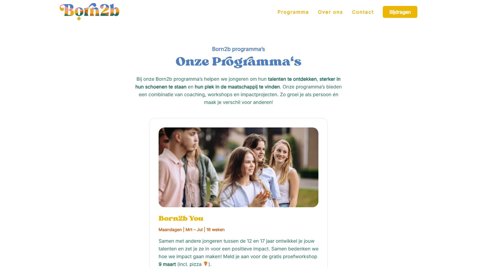 De programmapagina van Born2b