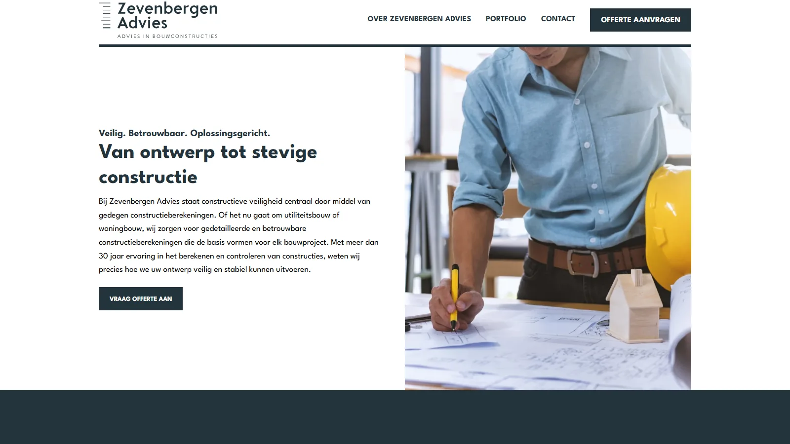 Website van Zevenbergen Advies